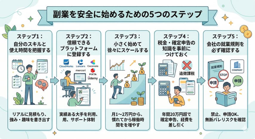 副業安全ステップ