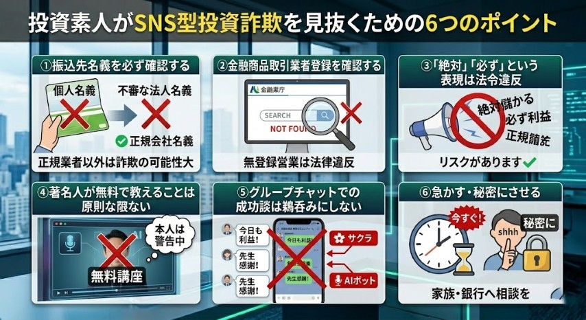 SNS型投資詐欺見分け方