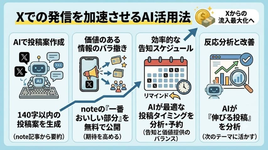 AI note 副業 X