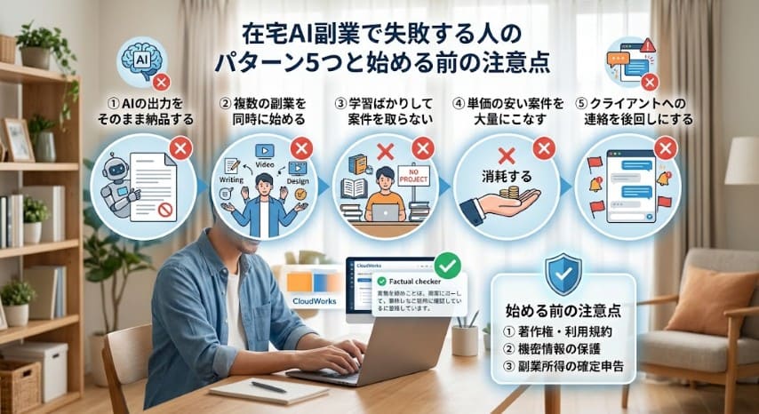 在宅AI副業注意点