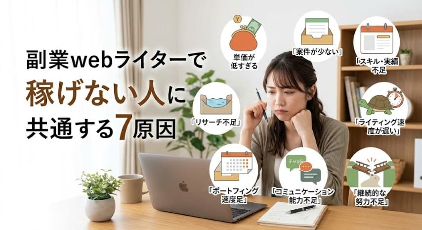 副業WEBライター稼げない原因