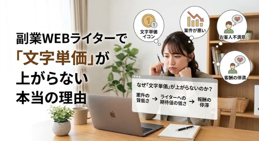 副業WEBライター稼げない文字単価