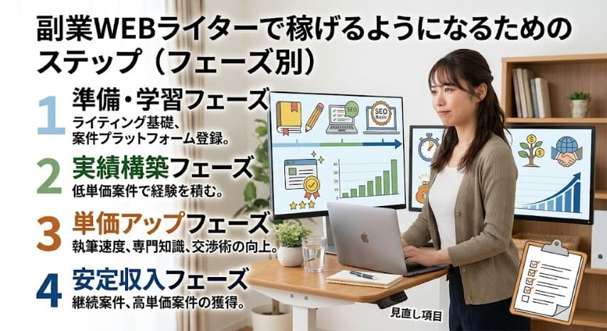 副業WEBライター稼ぐステップ